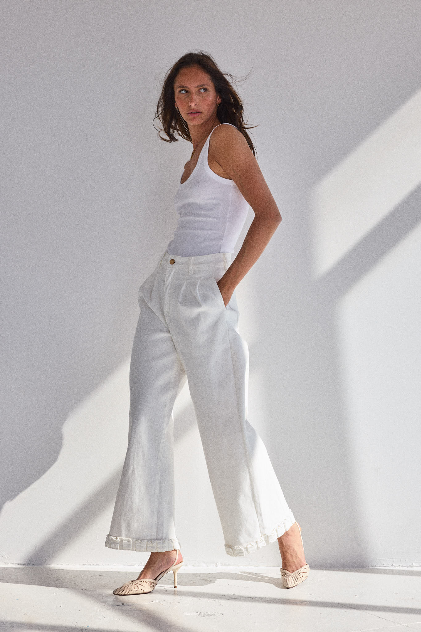 ROMANE - Jean Wide Leg & Bas Volanté