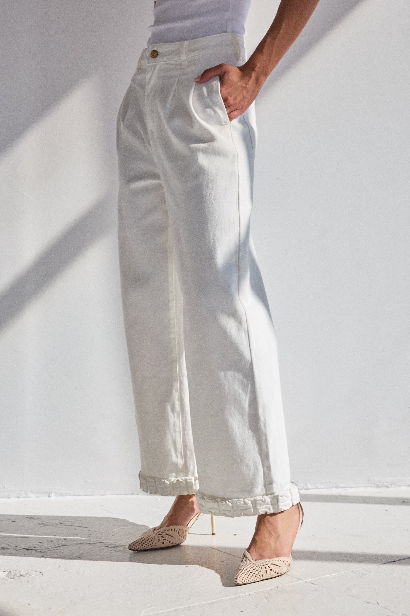 ROMANE - Jean Wide Leg & Bas Volanté