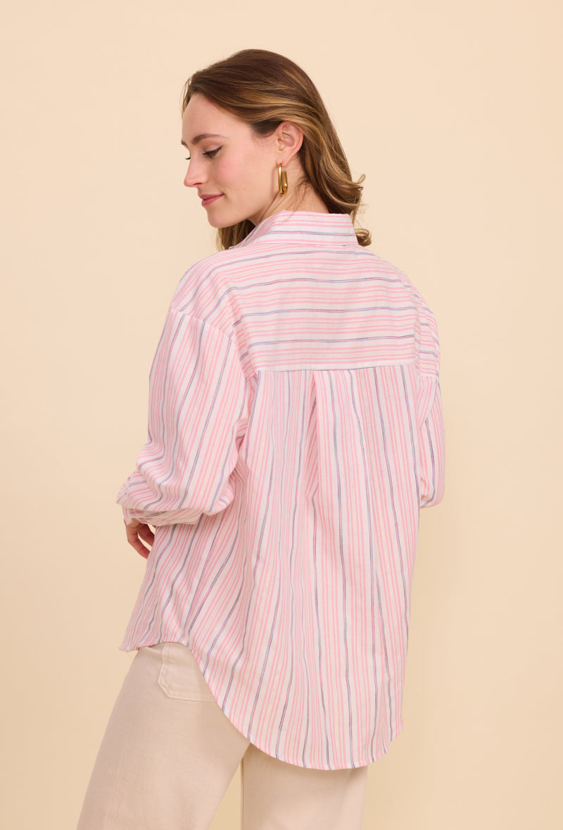 Chemise en coton à rayures avec poche brodée