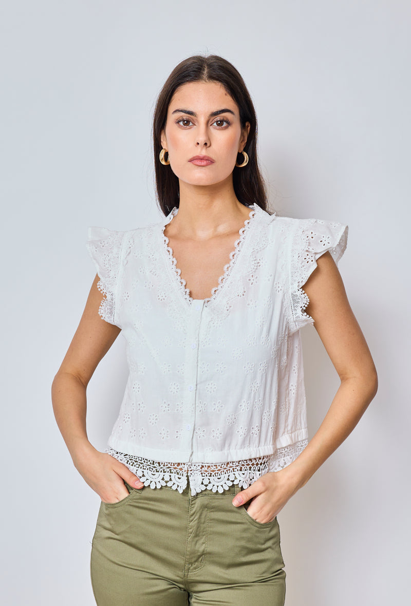 Sofia - Embroidered Sleeveless Shirt