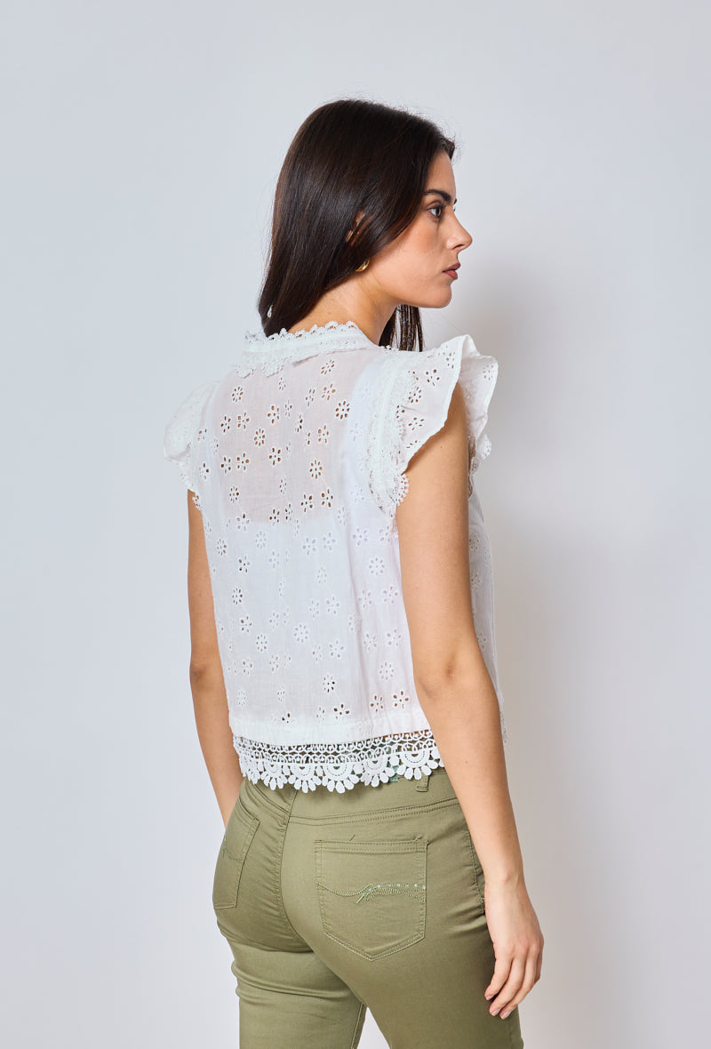 Sofia - Embroidered Sleeveless Shirt