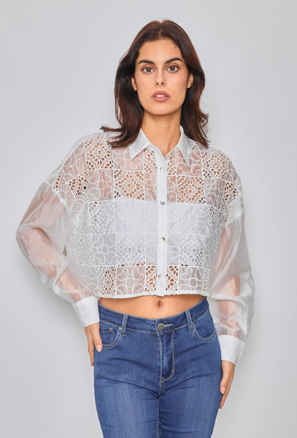 Embroidered cropped shirt