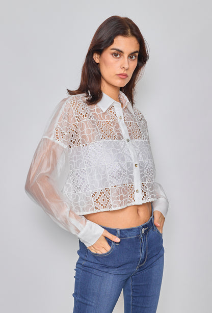 Embroidered cropped shirt