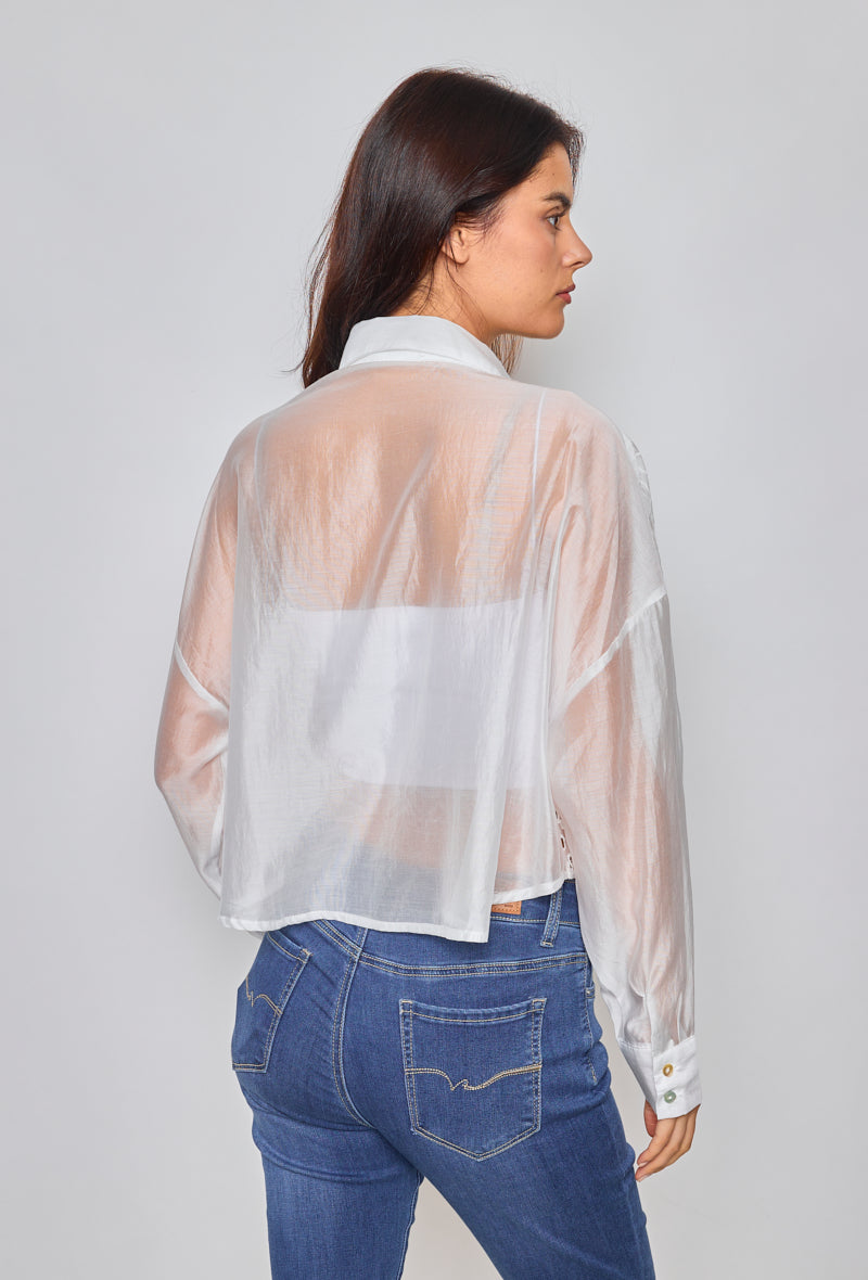 Embroidered cropped shirt