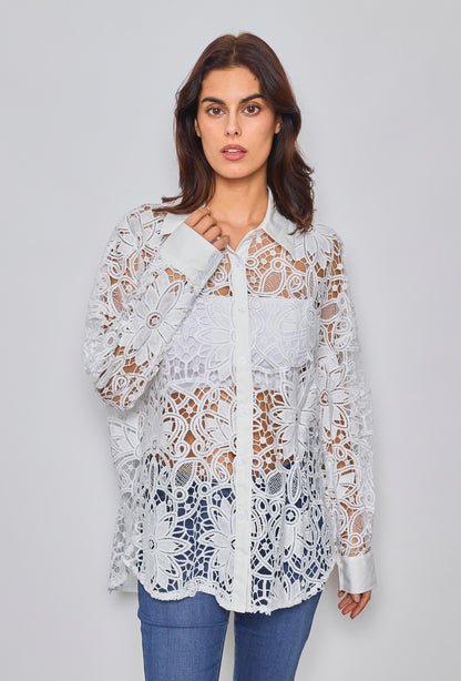 Floral embroidery shirt