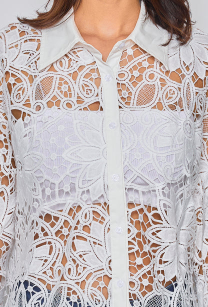 Floral embroidery shirt