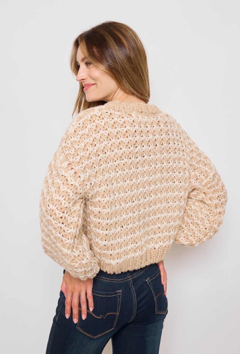 Cardigan tricot, grosse maille bicolore