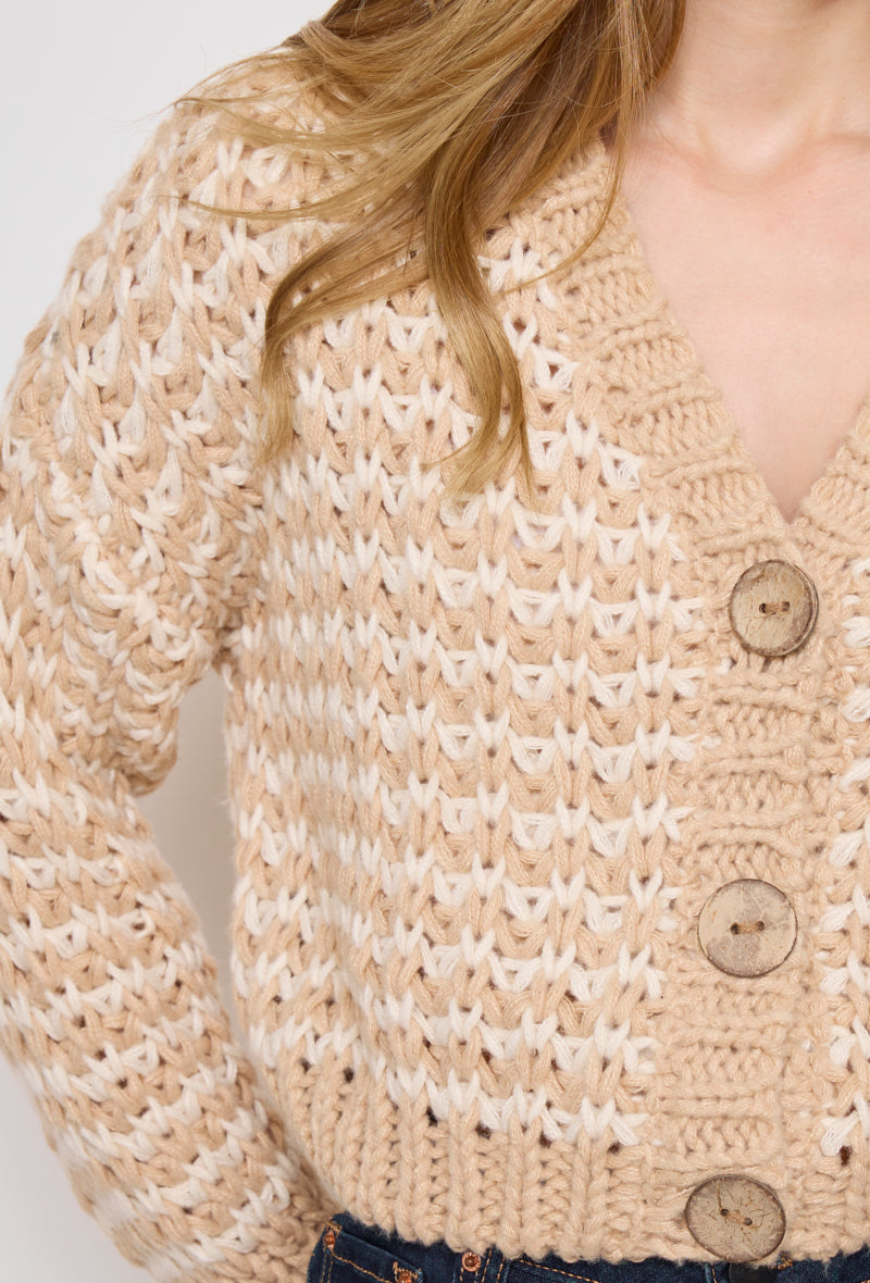 Cardigan tricot, grosse maille bicolore