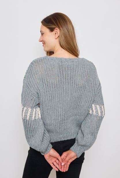 Pull tricot, grosse maille à motifs