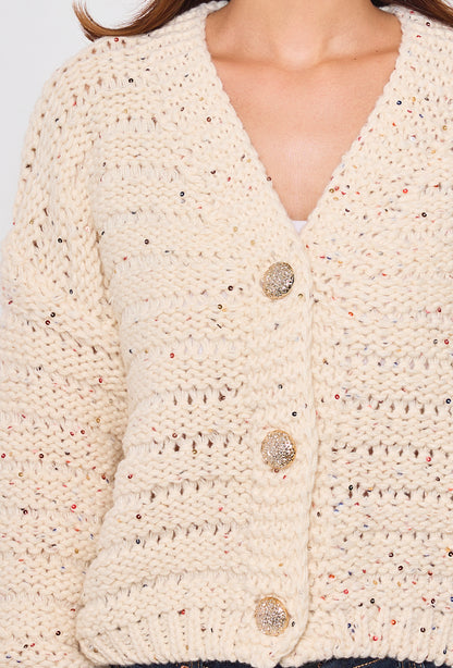 Cardigan tricot, grosse maille à sequins