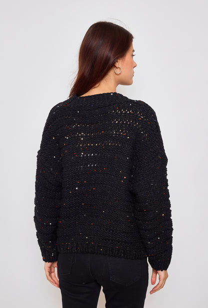 Cardigan tricot, grosse maille à sequins