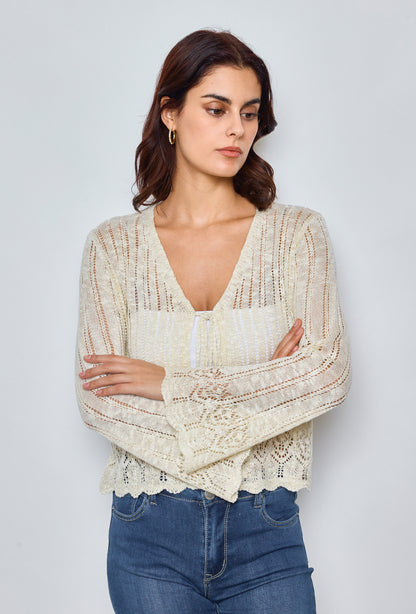 Gilet court uni en crochet