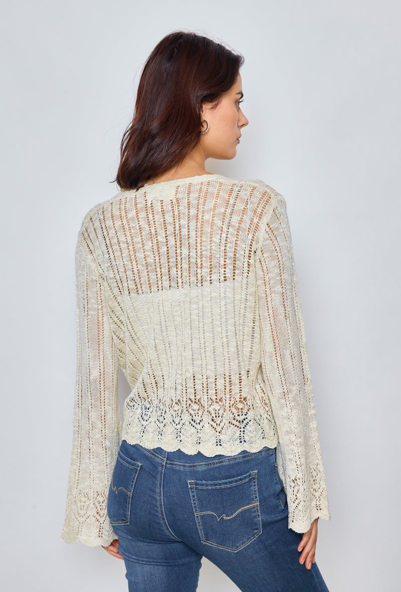 Gilet court uni en crochet