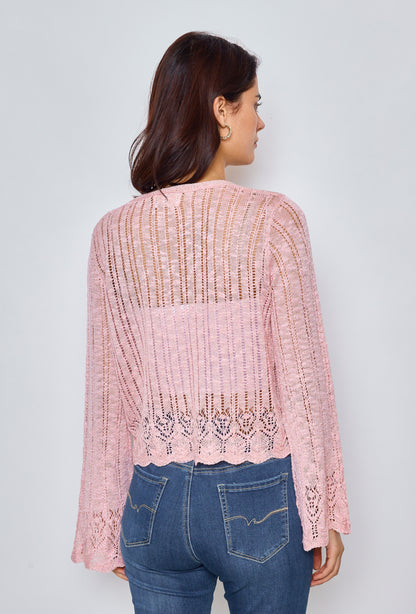 Gilet court uni en crochet