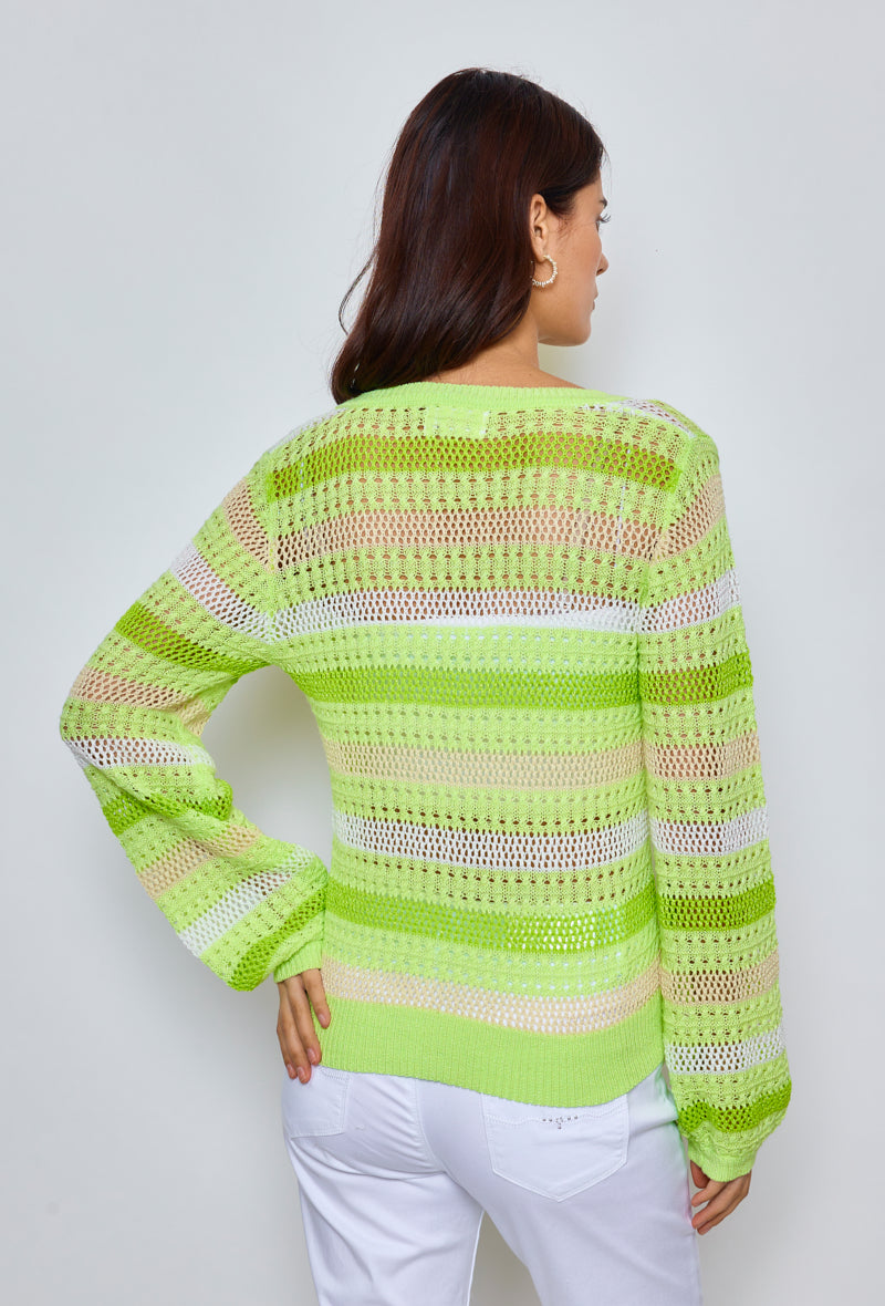 Multicolored striped crochet sweater