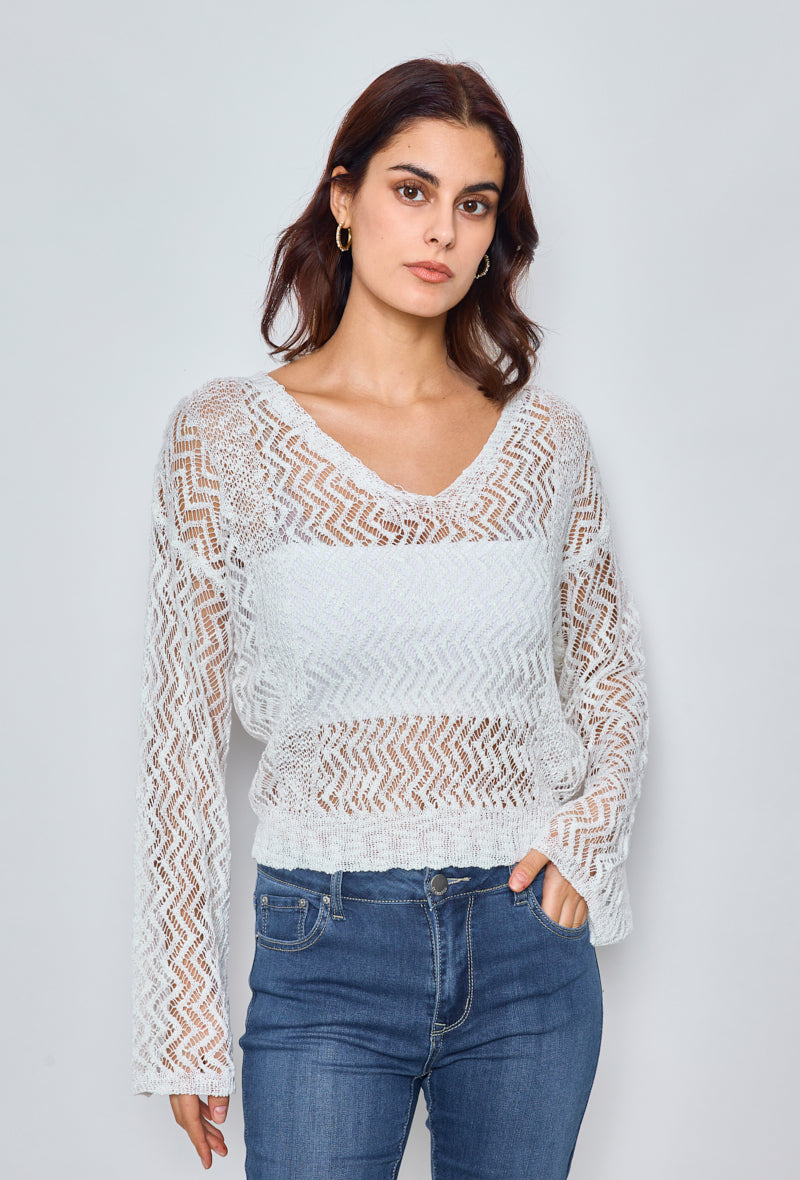 Plain zigzag crochet sweater