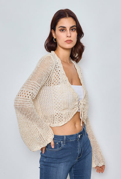 Gilet crop uni en crochet