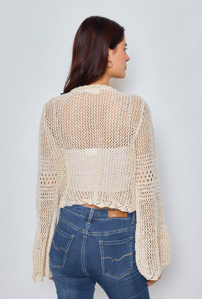 Gilet crop uni en crochet