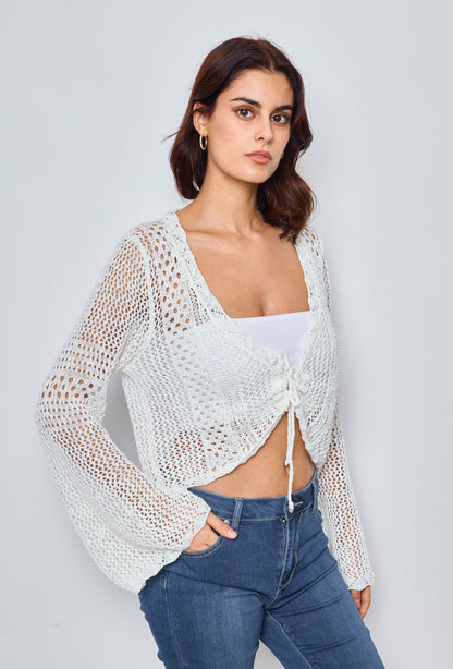 Gilet crop uni en crochet