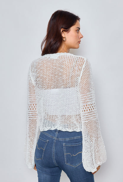 Gilet crop uni en crochet