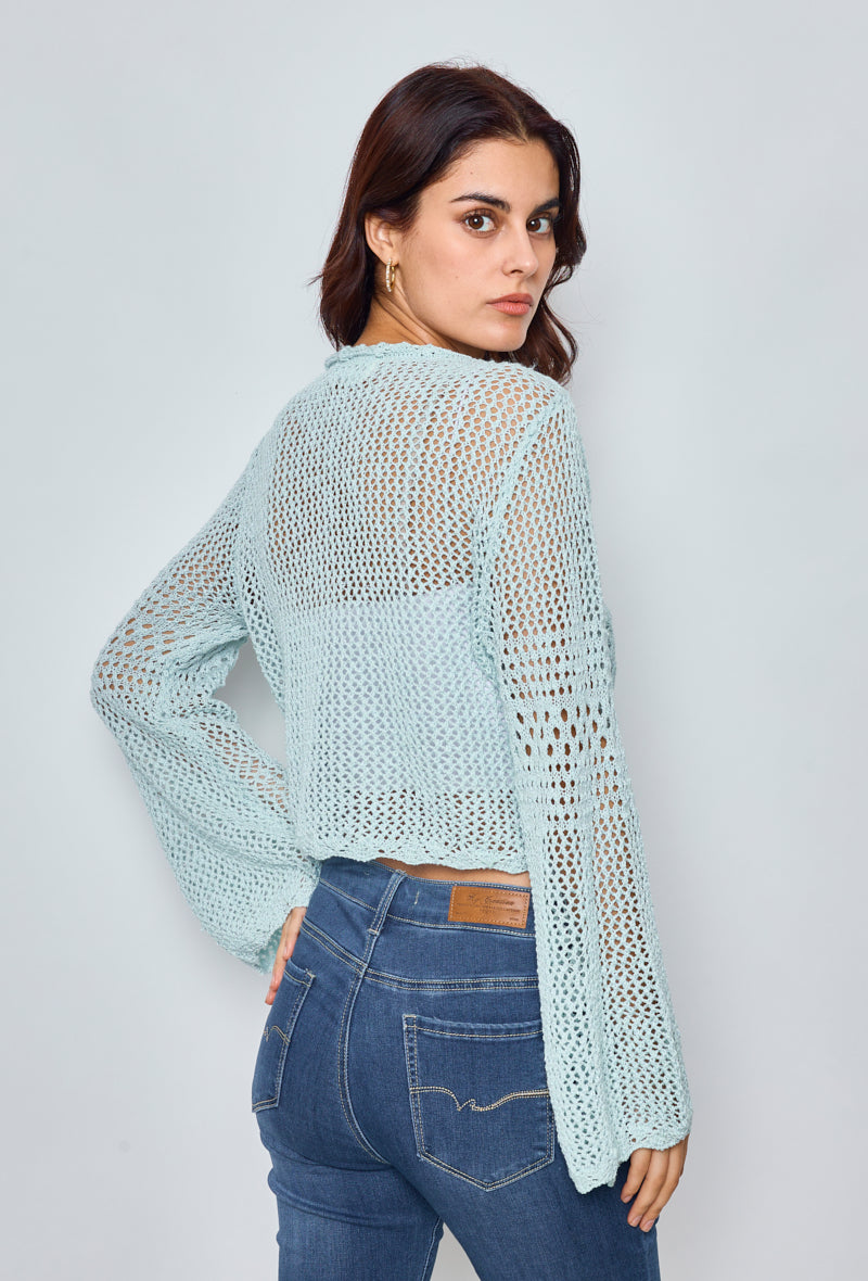 Gilet crop uni en crochet