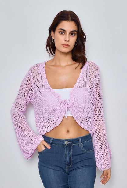 Gilet crop uni en crochet