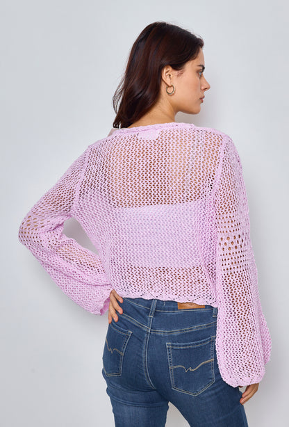 Gilet crop uni en crochet