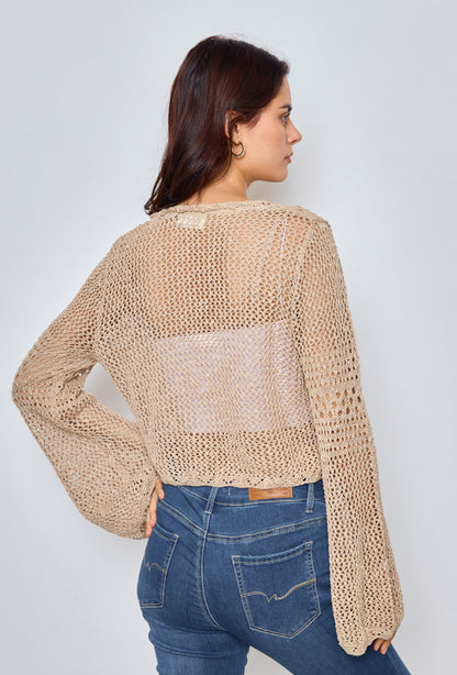 Gilet crop uni en crochet