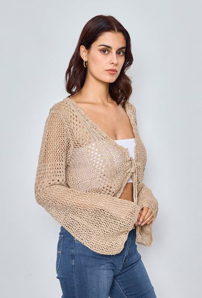 Gilet crop uni en crochet