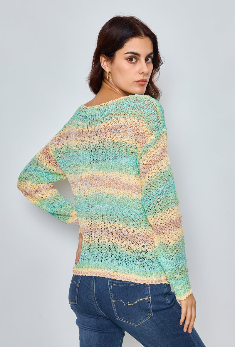 Multicolored crochet sweater