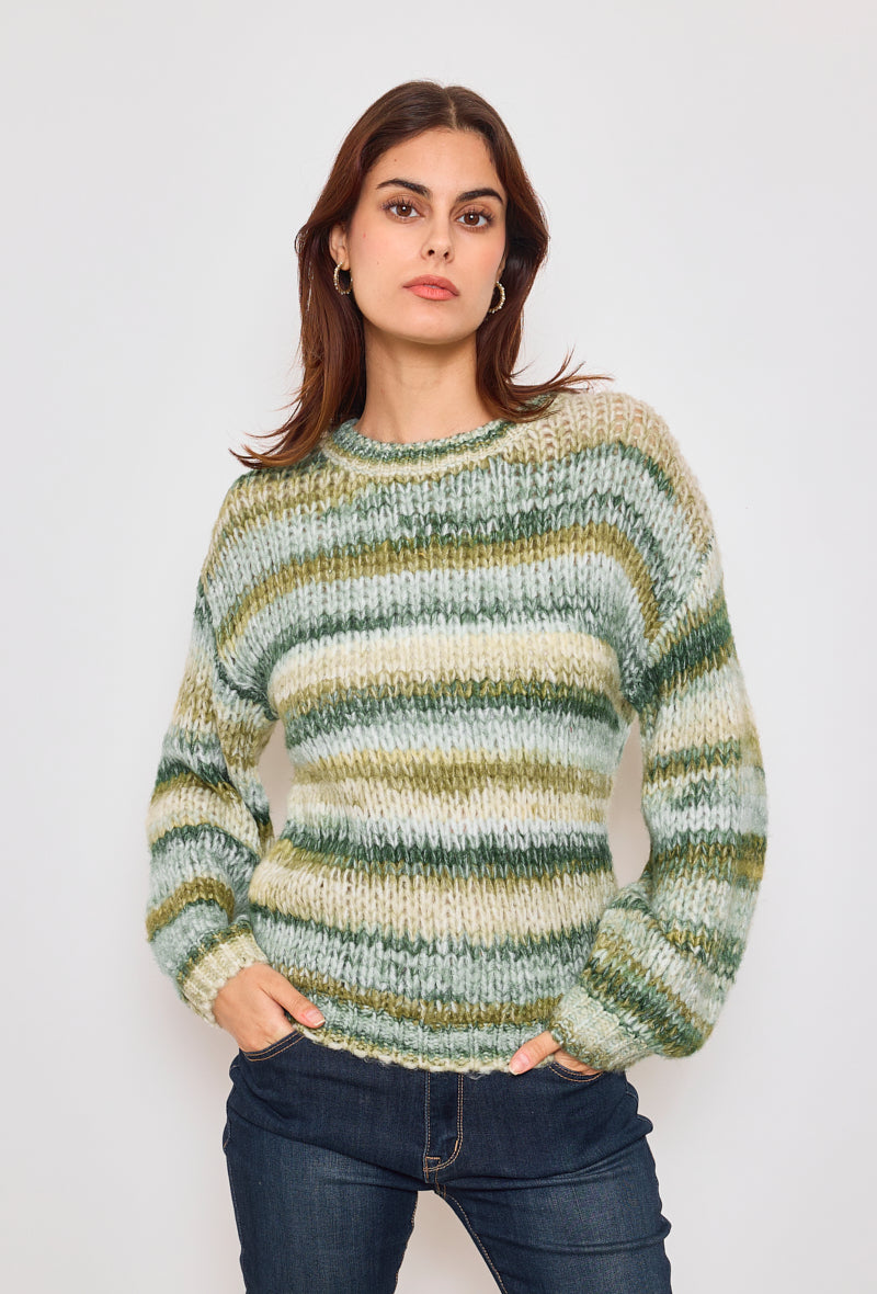 Gradient color knitted sweater