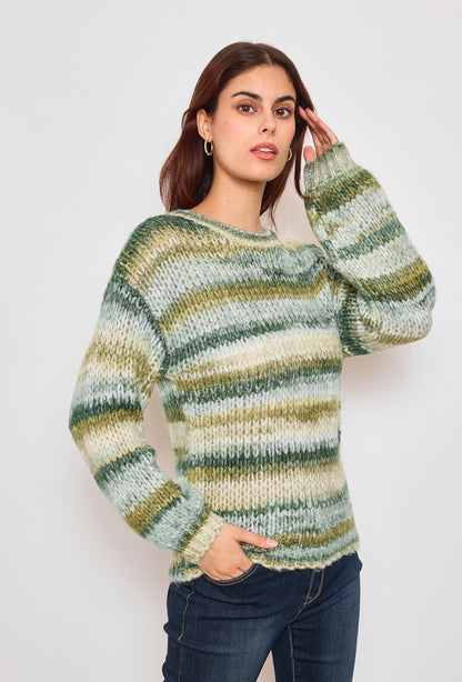 Gradient color knitted sweater