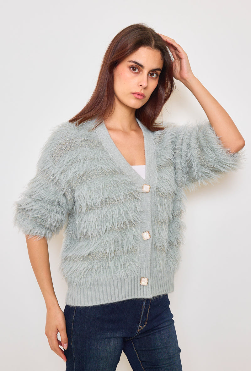 Cardigan en matière fourrure