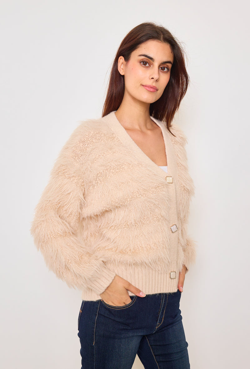 Cardigan en matière fourrure