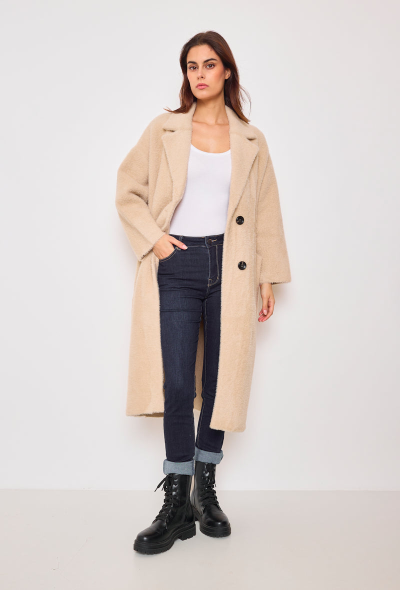 Manteau long brossé