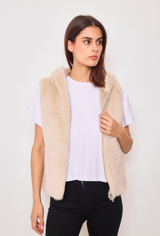 Gilet fourrure sans manches