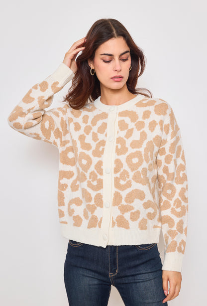 Two-tone leopard sequin cardigan