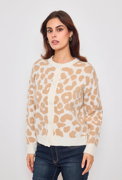 Two-tone leopard sequin cardigan