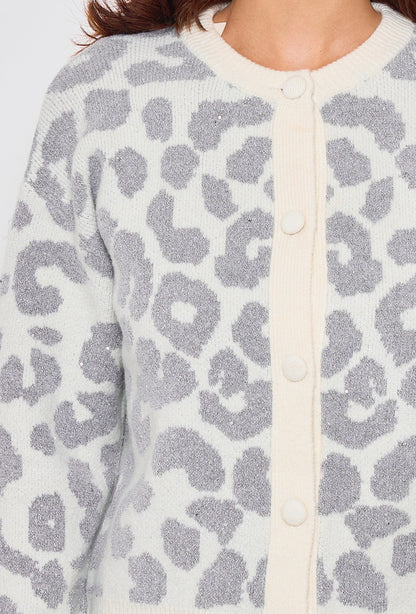 Two-tone leopard sequin cardigan