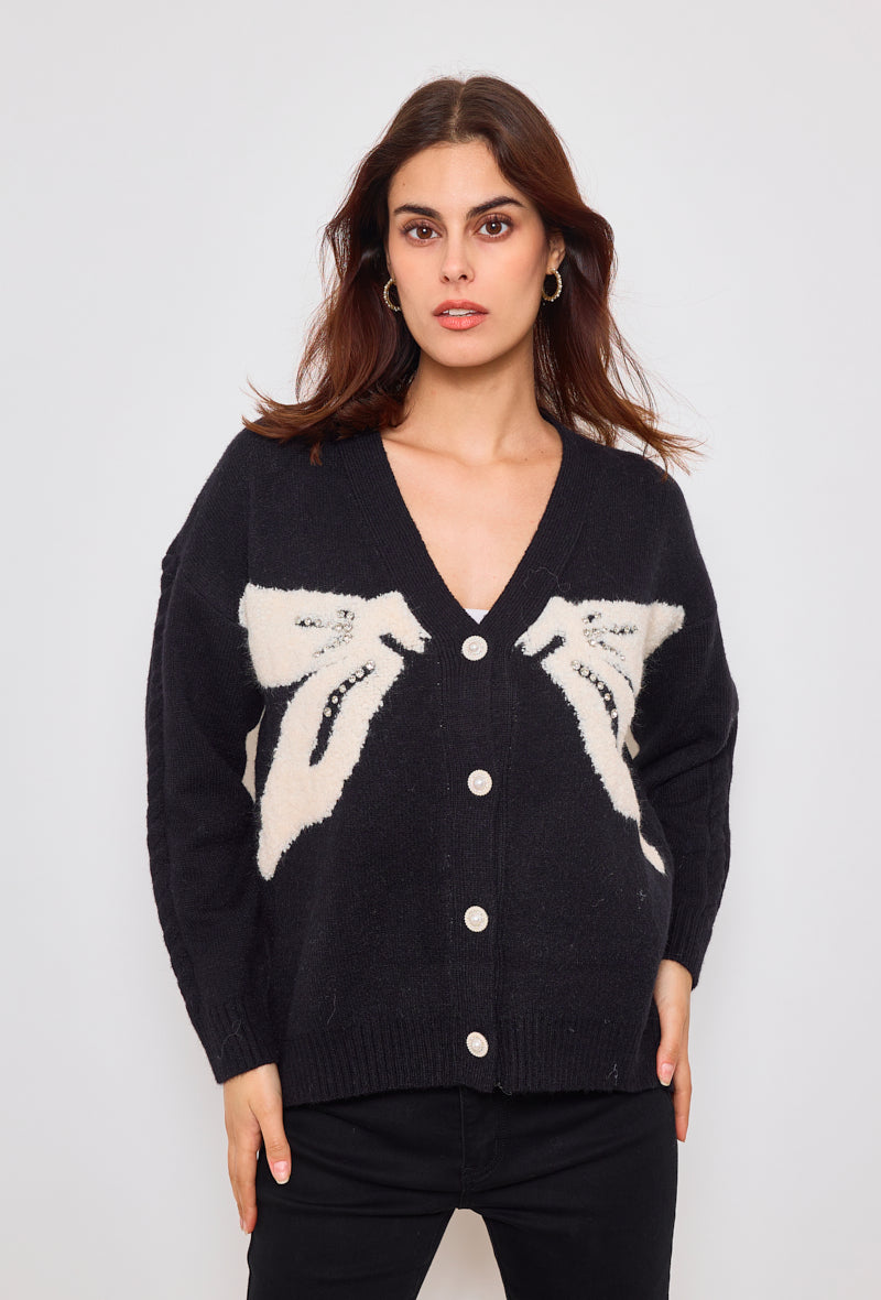 Cardigan avec ruban fantaisie