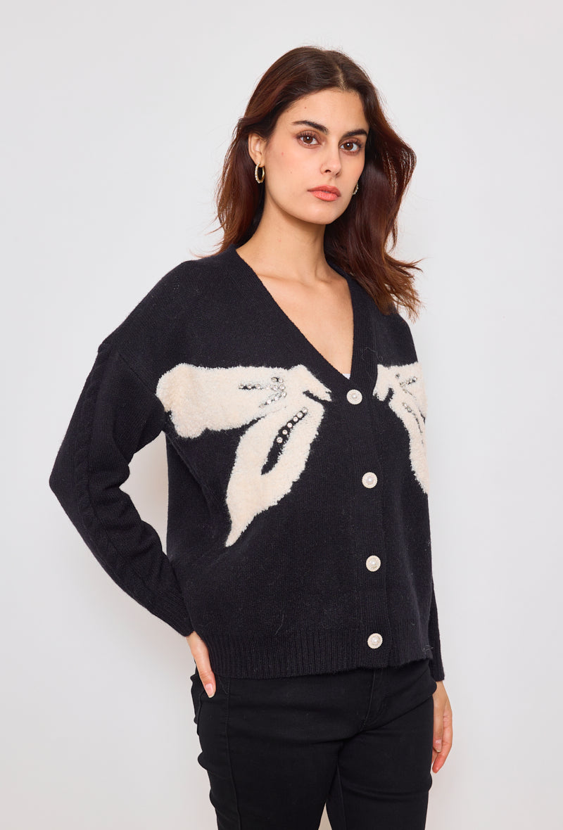 Cardigan avec ruban fantaisie