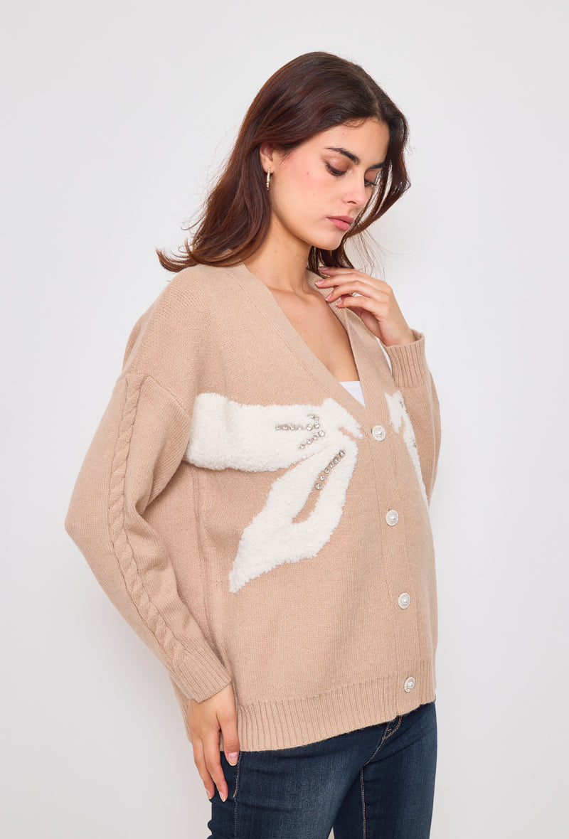 Cardigan avec ruban fantaisie