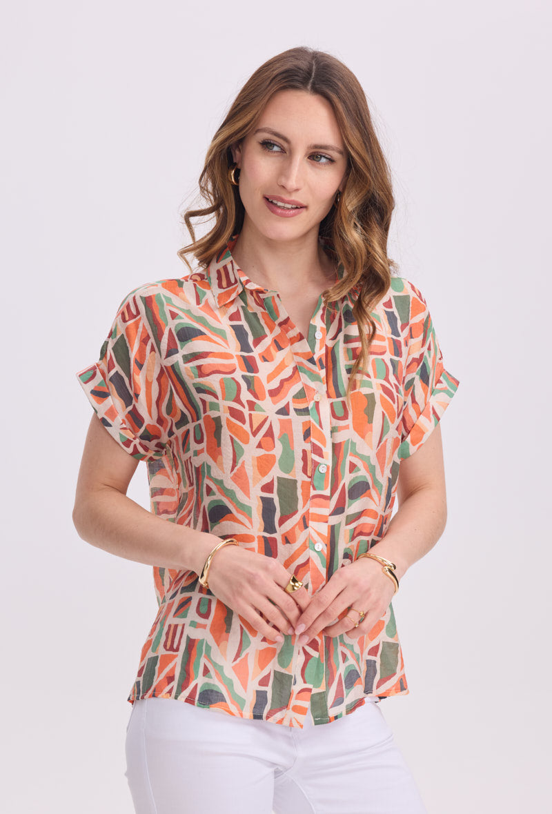 Chemise à manches courtes imprimée