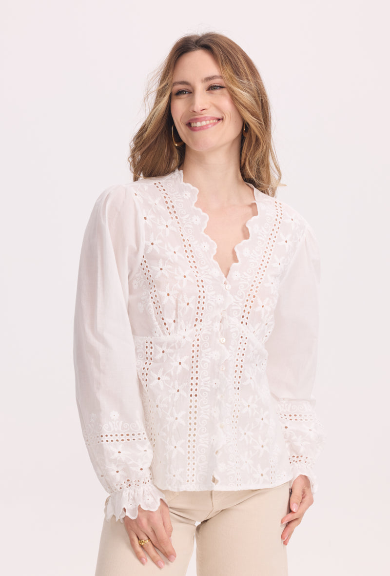 Blouse en coton avec broderies