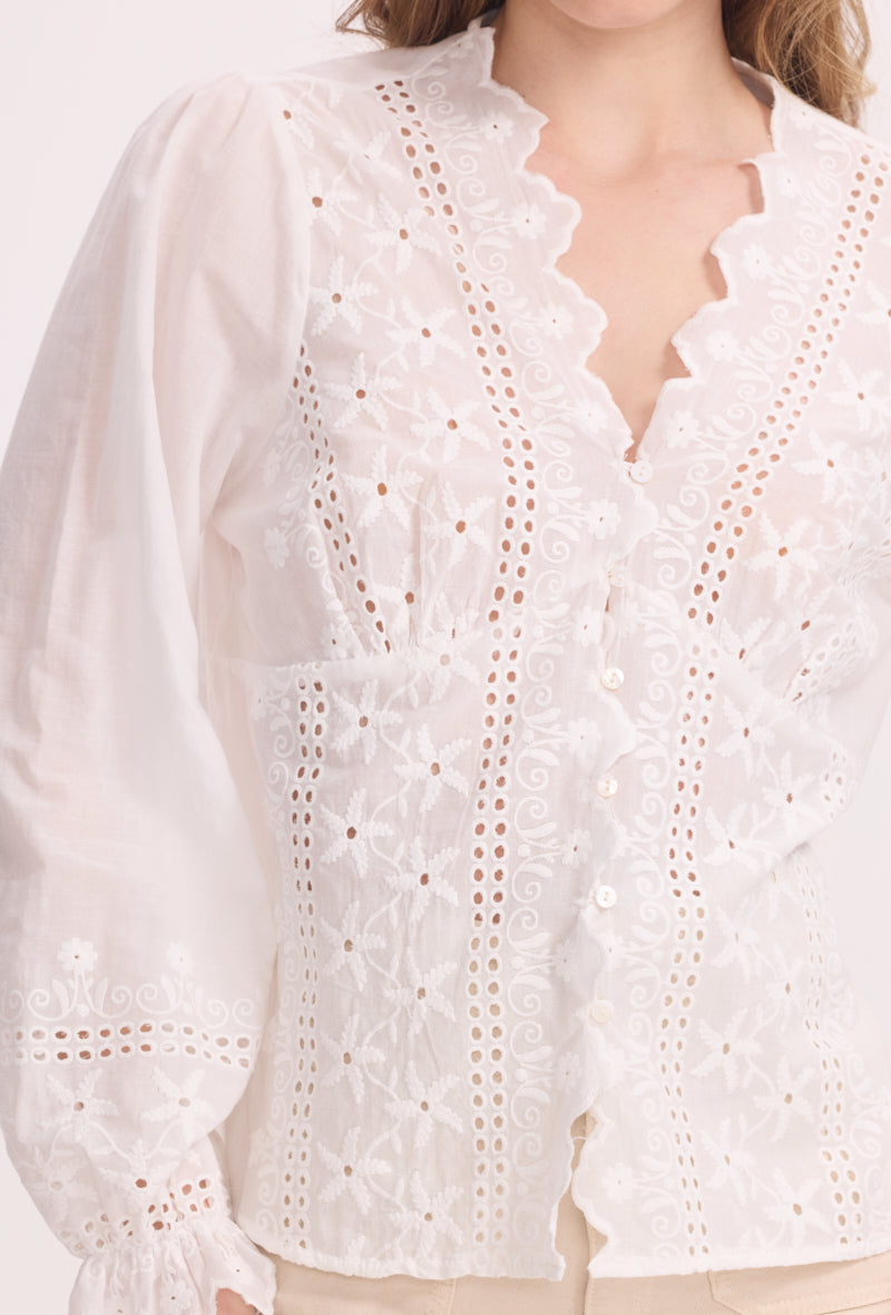 Blouse en coton avec broderies
