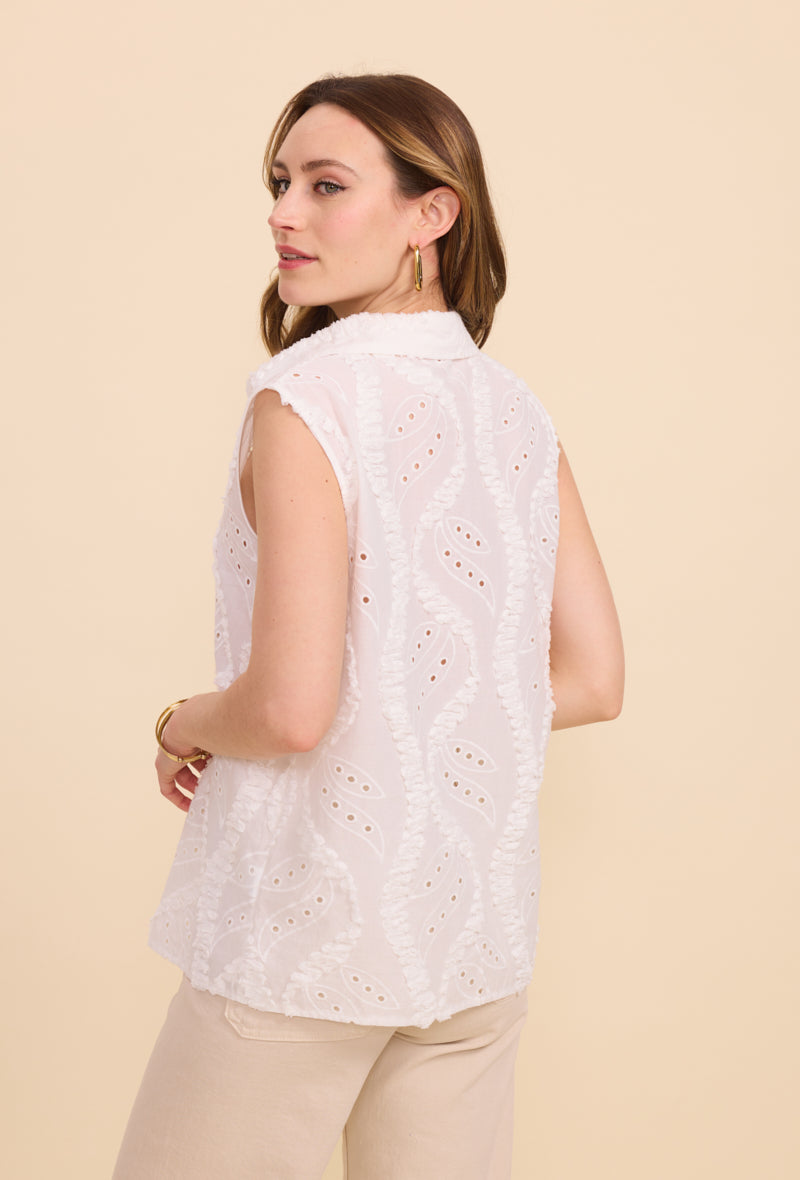 Chemise sans manches avec motifs brodés