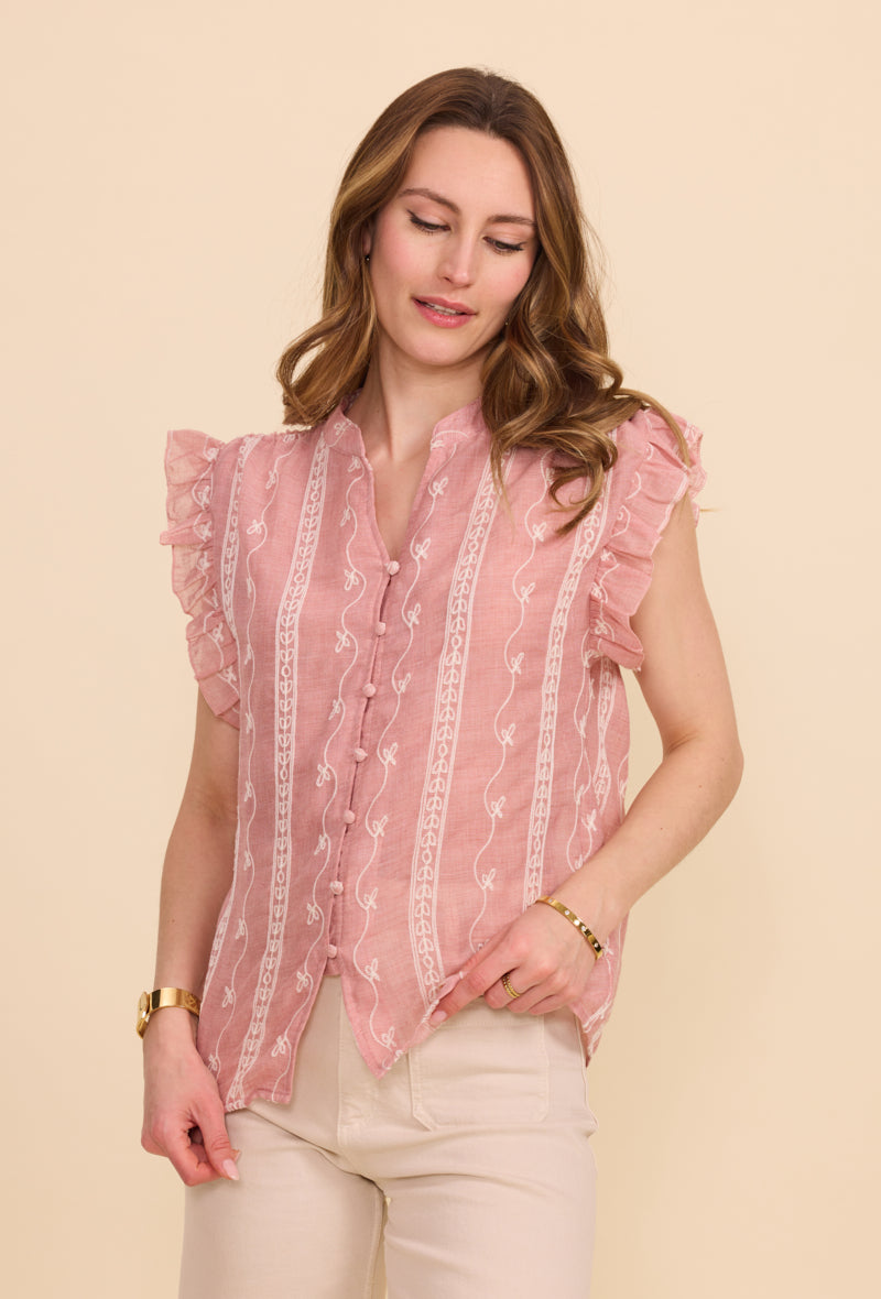 Blouse  en coton avec motifs brodés