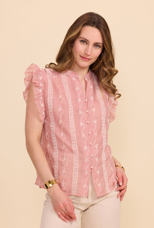 Blouse  en coton avec motifs brodés