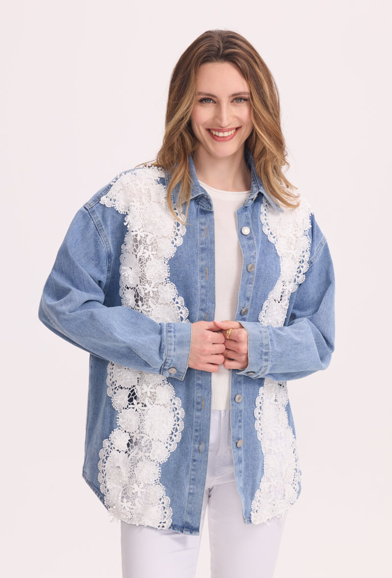 Chemise en jeans avec broderies