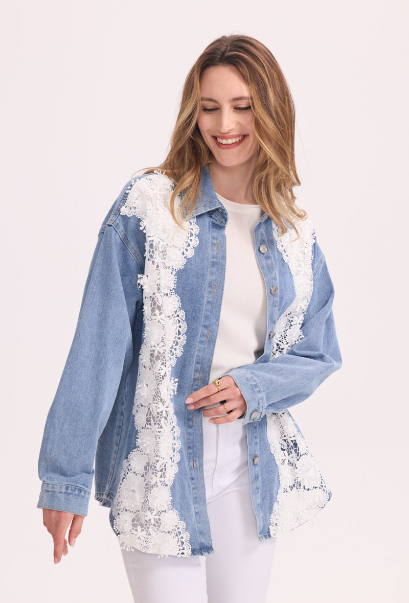 Chemise en jeans avec broderies